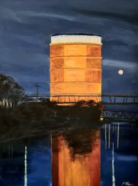 Gasometer bei Nacht 60 x 80 cm