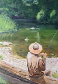 Der Angler 50 x 70 cm